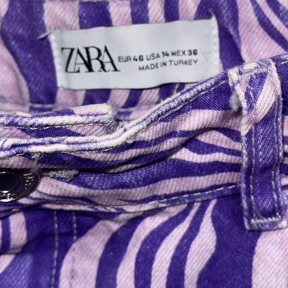ZARA Purple Psychedelic High Waisted Straight Jeans - Picture 4 of 8